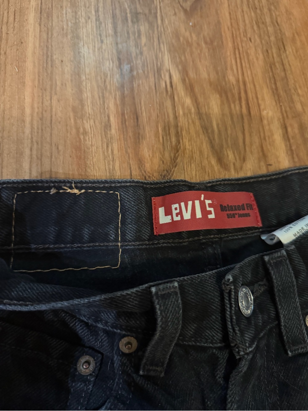 Vintage Levi 550 Relaxed Fit Kids Black Denim Jeans Boys Size 12 100% Cotton - Picture 9 of 13